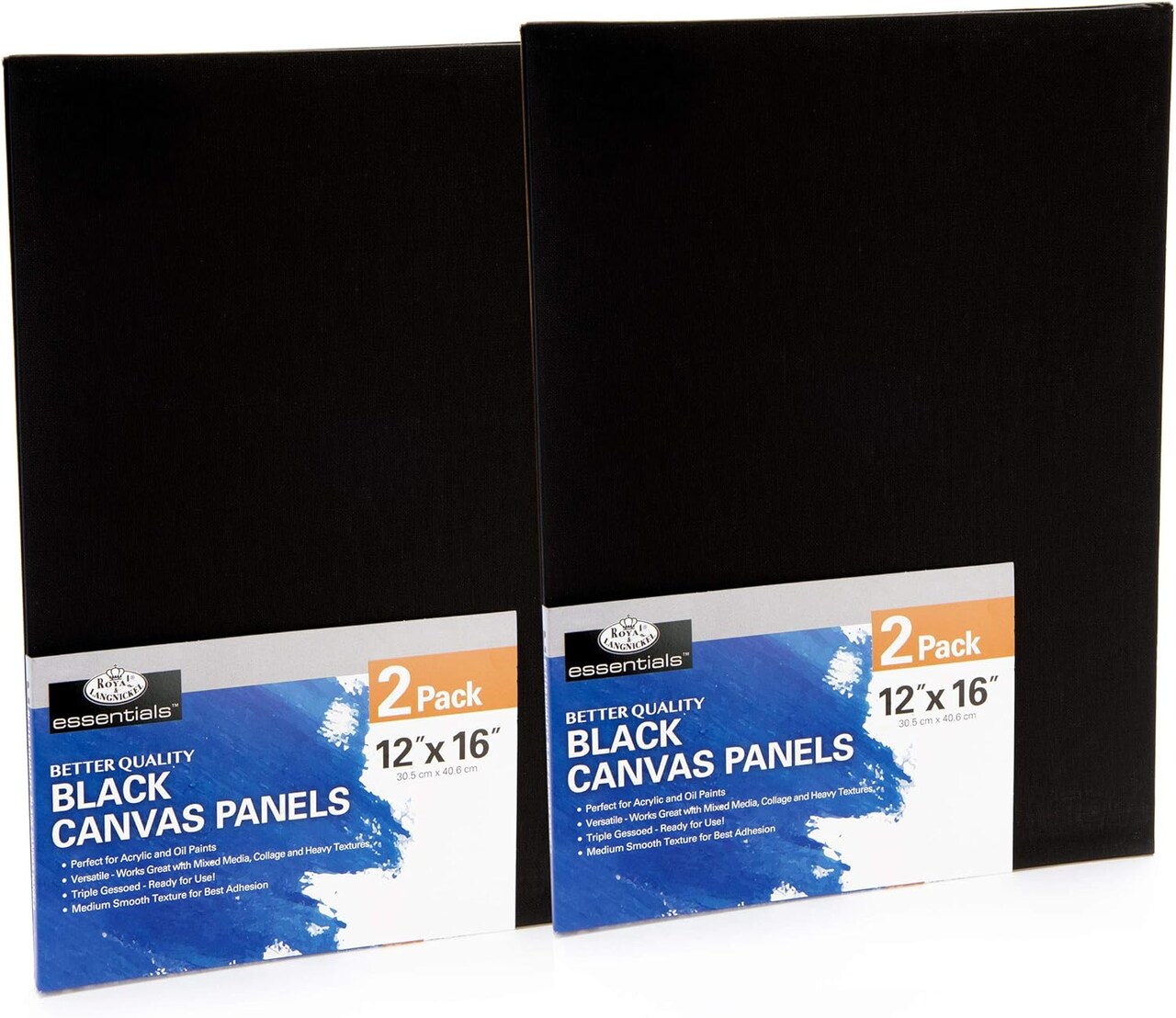 CNVB-BLK1216-4 | Royal & Langnickel Essentials 12" x 16" Black Art Canvas Board, 4Pk